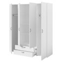 Armoire 4 portes 2 tiroirs blanche - AMAEL