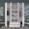 Armoire 4 portes 2 tiroirs blanche - AMAEL