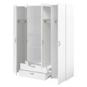 Armoire 4 portes 2 tiroirs blanche avec miroir - AMAEL