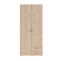 Armoire 2 portes 2 tiroirs aspect bois - AMAEL