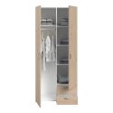 Armoire 2 portes 2 tiroirs aspect bois - AMAEL