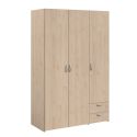 Armoire 3 portes 2 tiroirs aspect bois - AMAEL