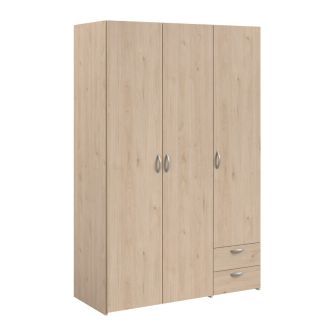 Armoire 3 portes 2 tiroirs aspect bois - AMAEL