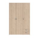 Armoire 3 portes 2 tiroirs aspect bois - AMAEL