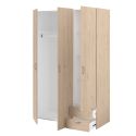 Armoire 3 portes 2 tiroirs aspect bois - AMAEL