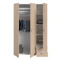 Armoire 3 portes 2 tiroirs aspect bois - AMAEL