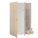 Armoire 3 portes 2 tiroirs aspect bois - AMAEL