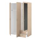 Armoire 3 portes 2 tiroirs aspect bois avec miroir- AMAEL