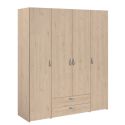 Armoire 4 portes 2 tiroirs aspect bois - AMAEL