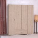 Armoire 4 portes 2 tiroirs aspect bois - AMAEL