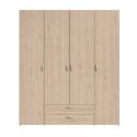Armoire 4 portes 2 tiroirs aspect bois - AMAEL