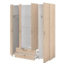Armoire 4 portes 2 tiroirs aspect bois - AMAEL