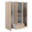 Armoire 4 portes 2 tiroirs aspect bois - AMAEL