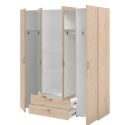 Armoire 4 portes 2 tiroirs aspect bois avec miroir- AMAEL