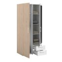 Armoire 2 portes 2 tiroirs aspect bois avec miroir encadrement blanc - AMAEL