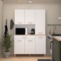 Buffet vaisselier 6 portes 1 tiroir plateau aspect bois clair - BASIC