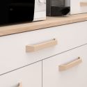 Buffet vaisselier 6 portes 1 tiroir plateau aspect bois clair - BASIC