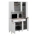 Buffet vaisselier 6 portes 1 tiroir plateau aspect bois clair - BASIC