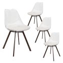 Lot de 4 chaises coque transparente coussin assise en velours côtelé crème - MOARY