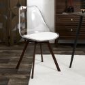 Lot de 4 chaises coque transparente coussin assise en velours côtelé crème - MOARY