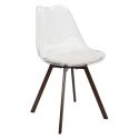 Lot de 4 chaises coque transparente coussin assise en velours côtelé crème - MOARY