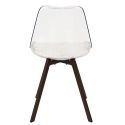 Lot de 4 chaises coque transparente coussin assise en velours côtelé crème - MOARY