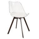 Lot de 4 chaises coque transparente coussin assise en velours côtelé crème - MOARY