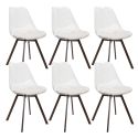 Lot de 6 chaises coque transparente coussin assise en velours côtelé crème - MOARY