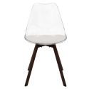 Lot de 6 chaises coque transparente coussin assise en velours côtelé crème - MOARY