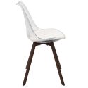 Lot de 6 chaises coque transparente coussin assise en velours côtelé crème - MOARY