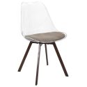 Lot de 6 chaises coque transparente coussin assise en velours côtelé taupe - MOARY