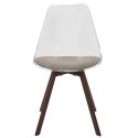 Lot de 6 chaises coque transparente coussin assise en velours côtelé taupe - MOARY