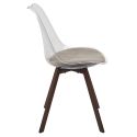 Lot de 6 chaises coque transparente coussin assise en velours côtelé taupe - MOARY