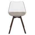 Lot de 6 chaises coque transparente coussin assise en velours côtelé taupe - MOARY