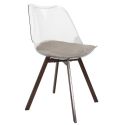 Lot de 6 chaises coque transparente coussin assise en velours côtelé taupe - MOARY