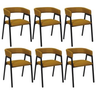 Lot de 6 fauteuils design de table en tissu texturé maille 3D jaune - ELECTRON