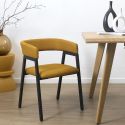 Lot de 6 fauteuils design de table en tissu texturé maille 3D jaune - ELECTRON
