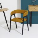 Lot de 6 fauteuils design de table en tissu texturé maille 3D jaune - ELECTRON