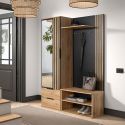 Vestiaire multi rangements aspect bois et noir finition déco tasseaux - OAKLEY