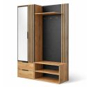 Vestiaire multi rangements aspect bois et noir finition déco tasseaux - OAKLEY