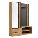 Vestiaire multi rangements aspect bois et noir finition déco tasseaux - OAKLEY