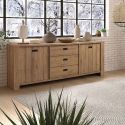 Buffet 2 porte 3 tiroirs en aspect bois finition Castel Oak - ANATOLE