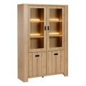 Vitrine 4 portes avec éclairage leds en aspect bois finition Castel Oak - ANATOLE