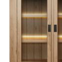 Vitrine 4 portes avec éclairage leds en aspect bois finition Castel Oak - ANATOLE