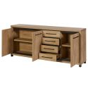 Buffet 3 portes 4 tiroirs aspect bois finition Houston Oak poignées métal noires - VASALY