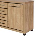 Buffet 3 portes 4 tiroirs aspect bois finition Houston Oak poignées métal noires - VASALY
