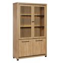 Vitrine 4 portes avec leds aspect bois finition Houston Oak poignées métal noires - VASALY