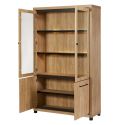 Vitrine 4 portes avec leds aspect bois finition Houston Oak poignées métal noires - VASALY