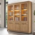 Bibliothèque 6 portes avec leds aspect bois finition Houston Oak poignées métal noires - VASALY