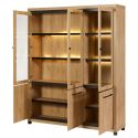 Bibliothèque 6 portes avec leds aspect bois finition Houston Oak poignées métal noires - VASALY